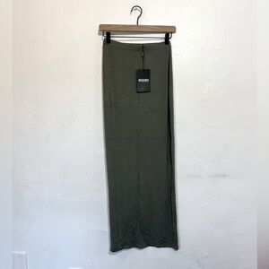Missguided Green Slit Long Maxi Skirt - size 4